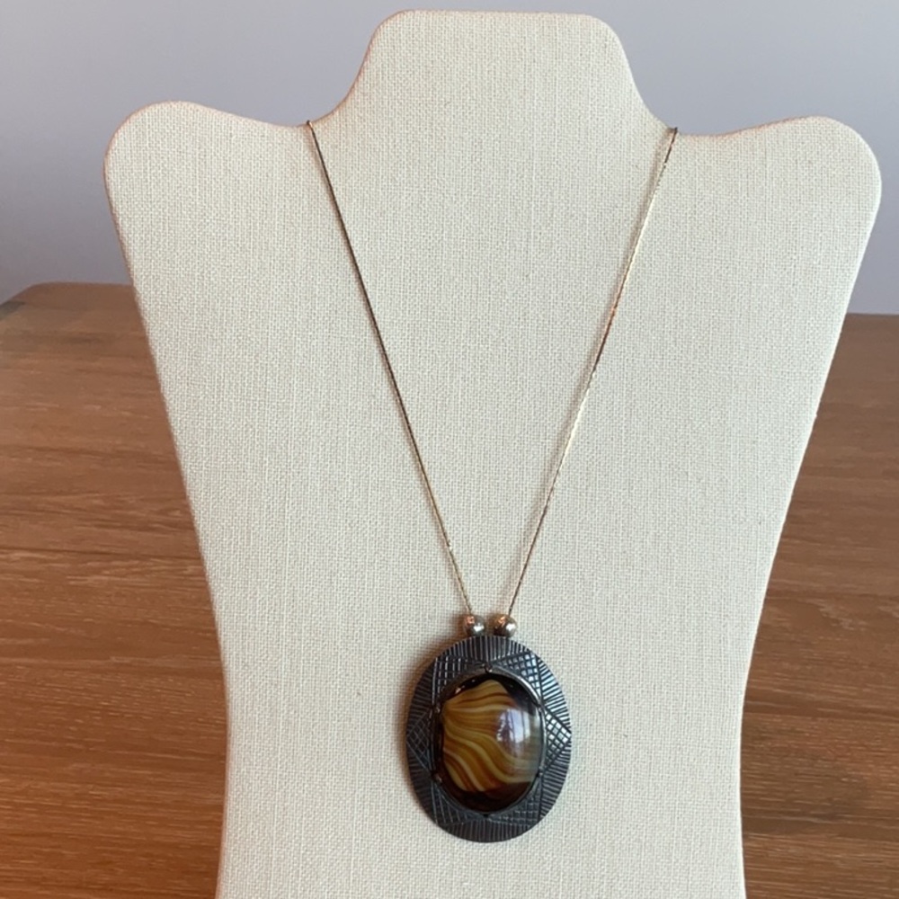 Trendy Gold and Brown Pendant Necklace
